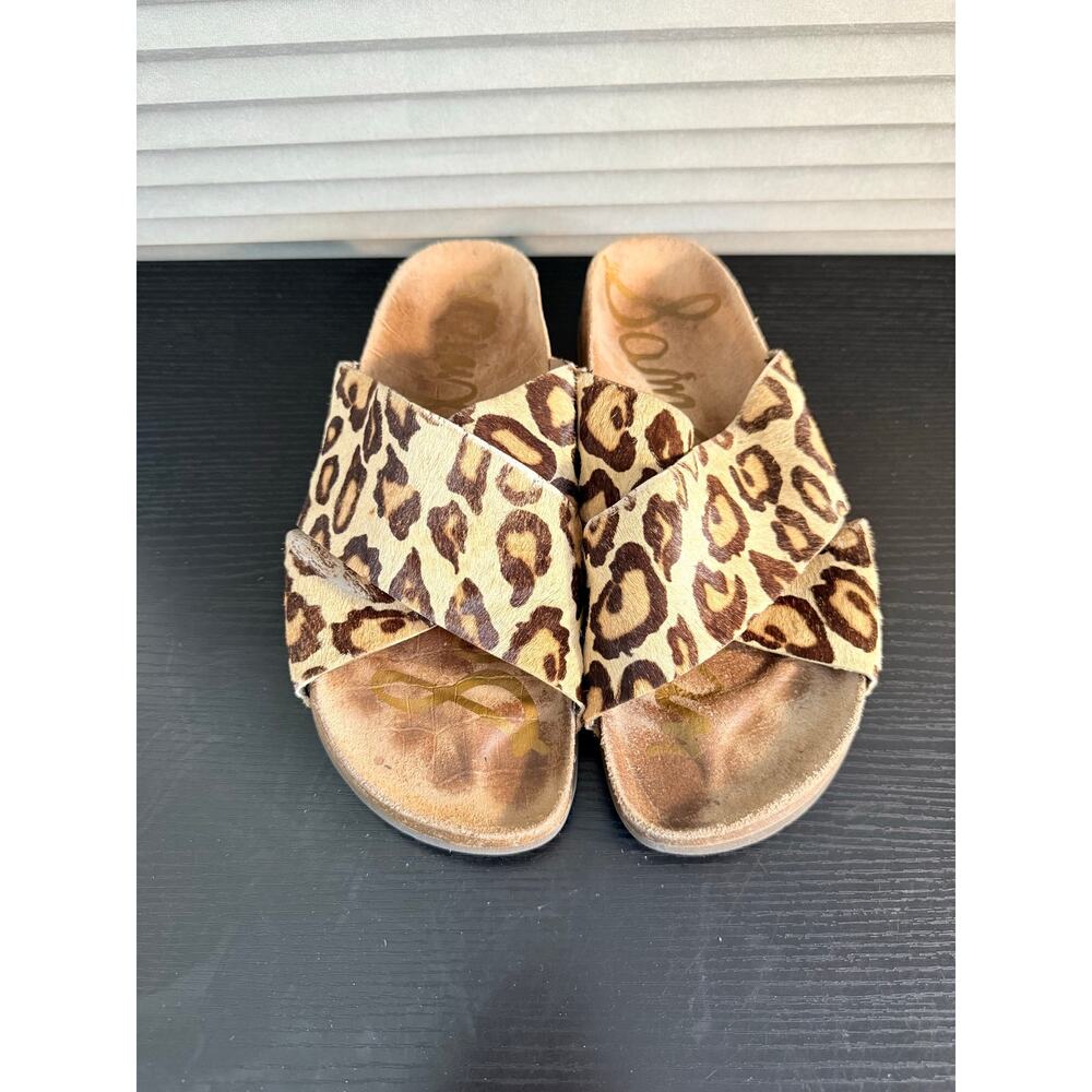 Sam Edelman Adora Leopard Calf Hair Slide Sandals Women’s US 9 Mule Slip On